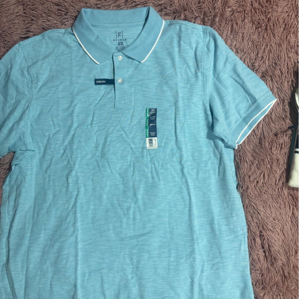 George Light Blue Polo with White Trim